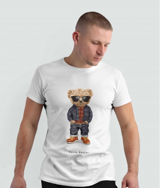 Мъжка тениска с щампа Мечета Denim bear